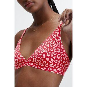 Fabletics NWT Pink Leopard Print Naked Feel Triangle Bralette | Medium